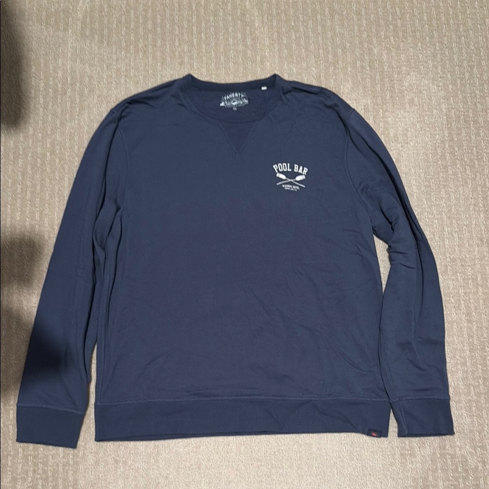 Faherty Navy Long Sleeve Crewneck Sweatshirt